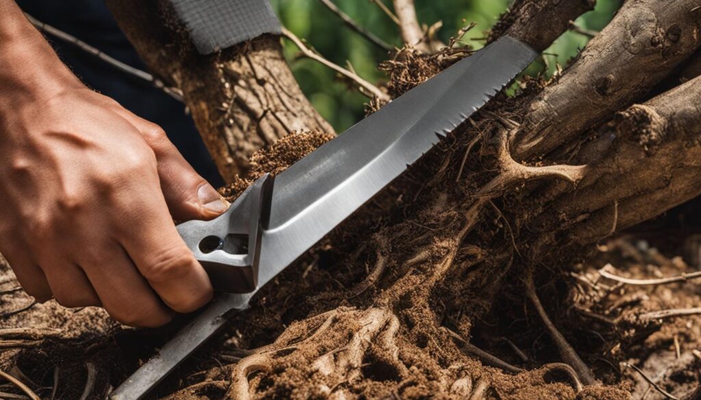 Effective tree root cutting
