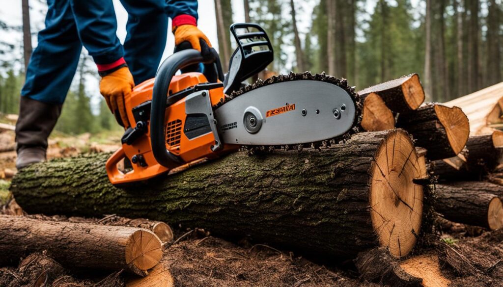 removing a stump with a chainsaw